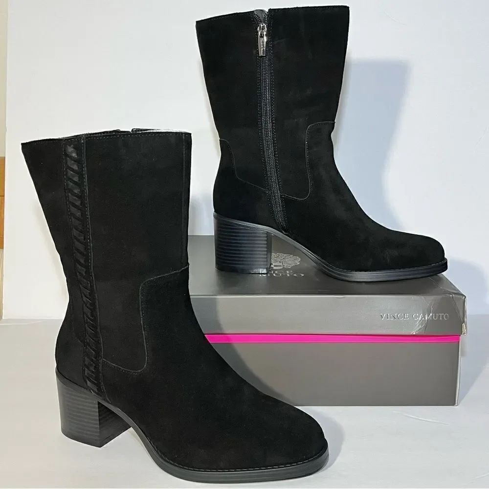 Vince Camuto Zelcinna Water-Repellent Mid-Shaft Suede Boots